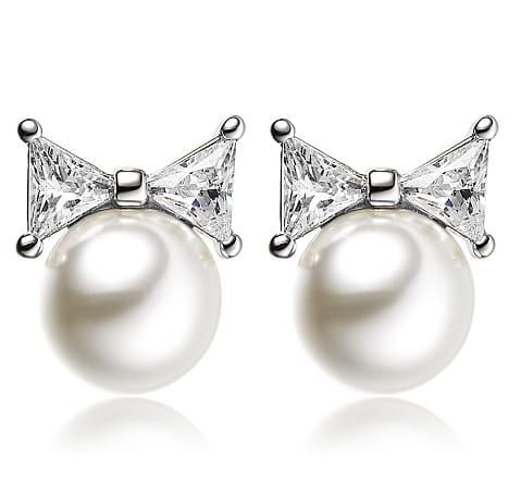 Crystal earrings with pearls “Bows”