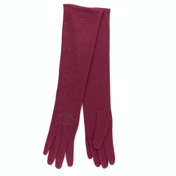 Long textile gloves, rhinestones