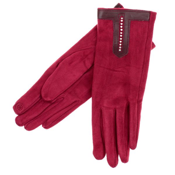 Gloves imitation suede "Rhinestone track" sensory