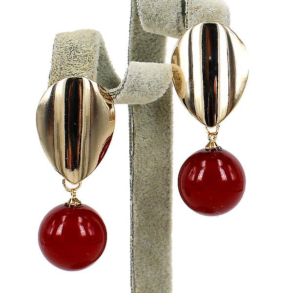 Earrings “City chik” glossy gold + imitation pearls