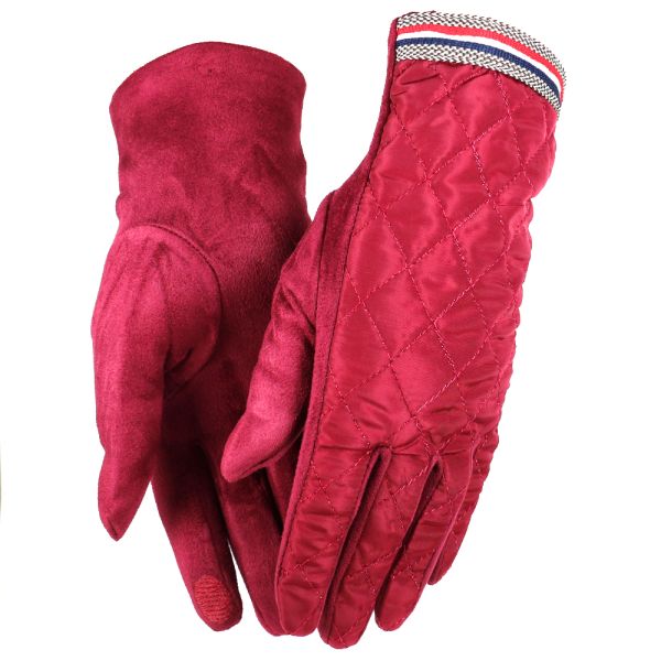 Quilted faux suede touch gloves