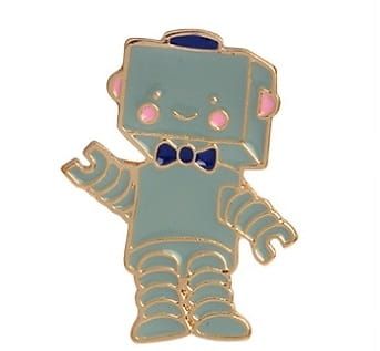 Enamel mini brooch (metal) Robot