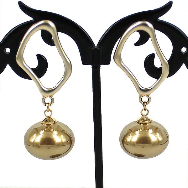 Earrings “City chik” matte gold + imitation pearls