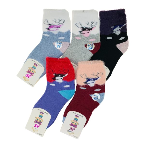 Seamless terry socks with mink for girls 23-28r