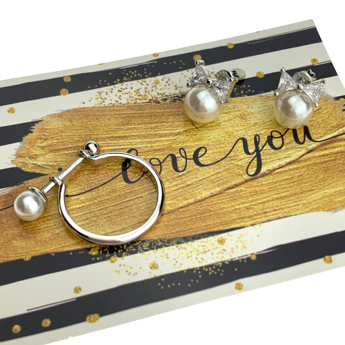 Set “Simply” earrings+ring 18 size (with postcard)